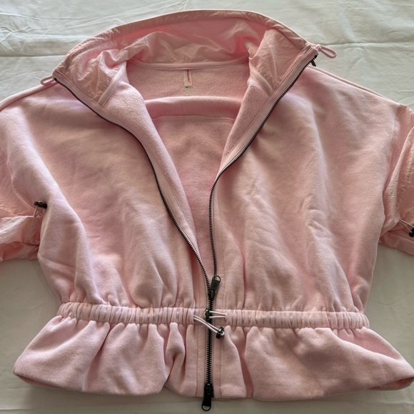 Free People Movement Full Zip Cropped Jacket size small pink - Picture 3 of 7